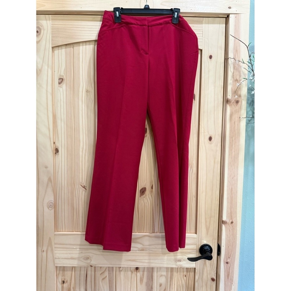 Nicole Miller New York Red Dress Pants Womens 10 Straight Leg Stretch NFON7308